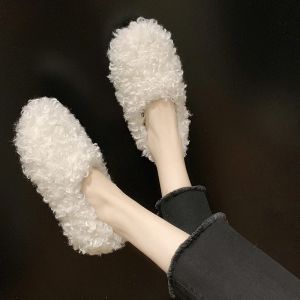 Flats Net Red Fur Buty Kobiety noszą modę 2019 jesień i zima nowe plus aksamitne jagnięce włosy