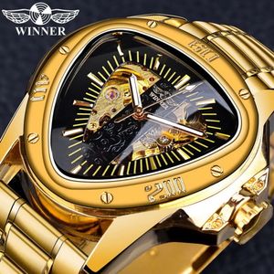 New WINNER Hollow Triangle Fully Automatic Mechanical Men's Steel Band Student Watch