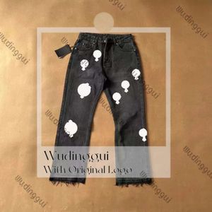 Designer maschile cromate cromate jeans viola alla moda pantaloni incrociati incidente streetwear 863
