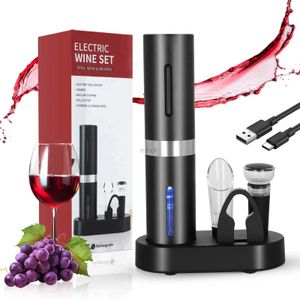 Bar Tools Electric Wine Bottle Opener Automatic Red Wine Corkscrew Rechargeable Wine Opener With Charging Base Bar Kitchen Gadgets 240322