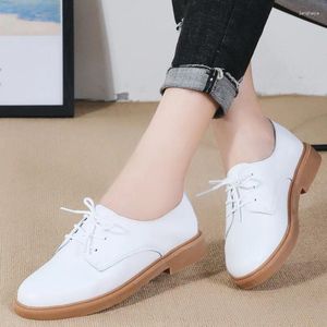 Casual Shoes Autumn Women Loafers Comfort Genuine Leather Flats Lace Up Woman Moccasins Oxfords Work C98