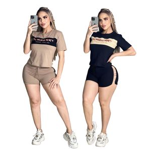 Women's Cotton Track Suit Sweatpants Women's Commuting Jogging Wear Designer Short Sleeves and Stylish Pink Shorts Tracksuit Set Free Ship