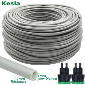 Carretéis KESLA 5M50M 1/4inch Mangueira de rega 4/7mm Tubo de tubulação de jardim com conector de 1/2''3/4'' para kit de sistema de irrigação de flores Estufa