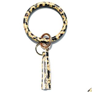 Festa Favor 70 Cores Pu Couro Xmas Flamingo Leopard Pulseira Chaveiro Tassel Pulseiras Mulheres Menina Chaveiro Chaveiro Titular Pulso Str Ots85