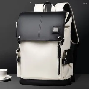 Backpack Man Soft Leather Recharging Laptop School Bag Male Waterproof Travel Fashion Casual Quality Men's