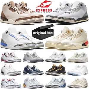 Box 3S 3 남녀 농구 신발 레이서 블루 검은 고양이 Unc Pine Green White Cement Reimagined Varsity Royal Rust Mens 트레이너 스포츠 운동화