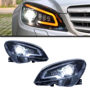 Lampada frontale per fari Benz W204 2007-2010 Fari classe C Plug and Play con LED DRL Fari anteriori con rotazione dinamica