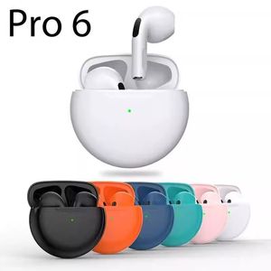 Cuffie wireless Pro 6 TWS con microfono Fone Auricolari Bluetooth In Ear Auricolari sportivi Running Pro6 Cuffie per Huawei IPhone Xiaomi Mobile Smart Phone DHL