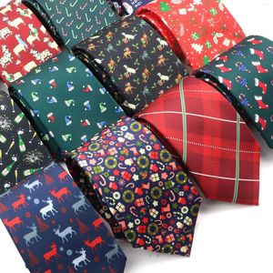 Bow Ties Soft Slik Christmas Tie Novelty Xmas Tree Elk Pattern Santa Claus Snowflake Printed Slim Necktie For Festival Theme Gift