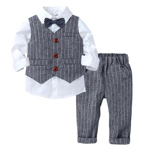 Bebê menino roupas de algodão conjuntos manga longa primavera outono outfit criança calças terno crianças para 1 a 2 3 4 anos crianças traje masculino 240314