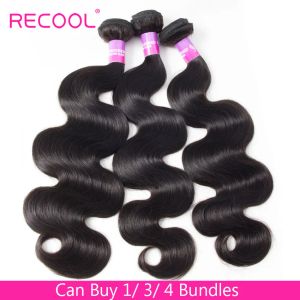 Wigs Recool Body Wave Bundles Brasilian Remy Hair Weave Bundle Deals 1/3/4 bundle Extensions Human Hair Extensions Natural Color