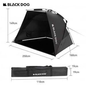 Tält och skydd Naturehike Blackdog Camping Automatic Tent Black Vinyl Sunshade Fishing Beach Awisning For Outdoor Tourism Picnic Portable PU3000M 240322