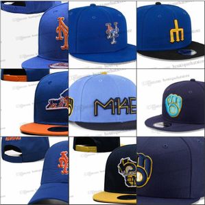 10 cores masculino beisebol snapback chapéus flores clássicas azul marinho real cor hip hop BrewerSport letra M bonés ajustáveis Chapeau Stitch World Bone chapeau Au4-024