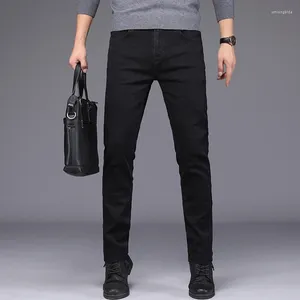 Men's Jeans Slim-Fit Korean Version Casual Black Stretch Straight-Legged Trousers