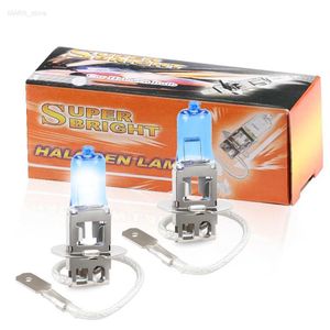 Outras luzes do carro 1 par de 12V 55W H3 6000K faróis com lâmpadas halógenas de carro de substituição de vidro azul escuro super brilhantesL204