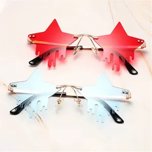 Sunglasses Funny Cosplay Star Shape Halloween Pentagram Droplet Sun Glasses Rimless