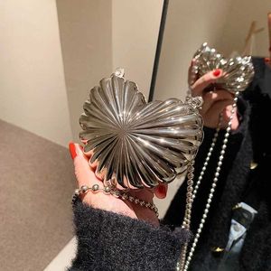 Evening Bags Personalized Mini Shell Bags For Women Loving Heart Bag Metal Alloy Chain Shoulder Crossbody Bag Luxury Lipstick Coin Purses SacL2403