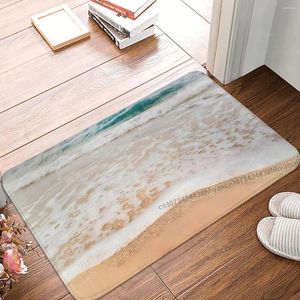 Carpets Anti-Slip Doormat Kitchen Mat Ocean Wave White Sea Foam Pale Beach Sand Hallway Carpet Entrance Door Rug Bedroom Decor