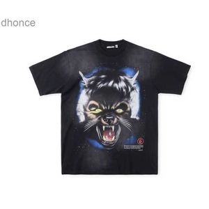 Hellstar Studios Full Moon Tee Wash Wolf Head Print Short t