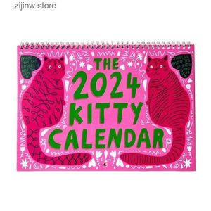 Kalender 2024 Kitty Kalender Monthly Planner Hela sidan Månader Denna väggkalender Daglig arrangör Månadskatt Kalenderdekor Y240322