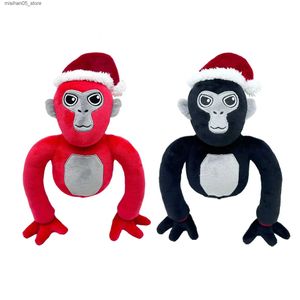 Plüschpuppen Rotes oder schwarzes Gorilla-Label-Plüschtier, süßes, weich gefülltes Cartoon-Heimdekorationspuppe, Cavai-Geburtstag, Kinder-Weihnachtsgeschenk Q240322