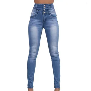Kvinnors jeans 2024 Hög midja stretch för kvinnor mode smal denim blyertsbyxor avslappnad multicolor kvinnliga byxor M-2XL