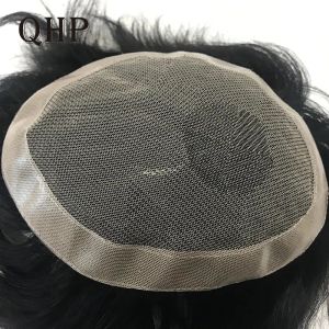 Toupees Toupees Men Toupee 100% Real Human Hair Lace And Pu For Men Australia Capillary Prosthesis 6inch Indian Hair Replacement System