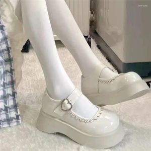 Kleid Schuhe Herz Schnalle Weiß Lolita Plattform Mary Jane High Heel Frauen JK Uniform Leder College Mädchen