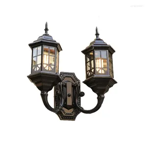 Wall Lamp European Style Retro Outdoor Double Head Balcony Garden Waterproof Corridor Aisle Staircase