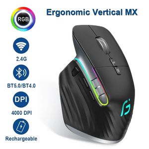 Bluetooth 24G TriMode Mouse Vertical M10 Wireless Macro Programmable Mute Button 4000 DPI Ergonomic Mice For Tablet Laptop PC 240309