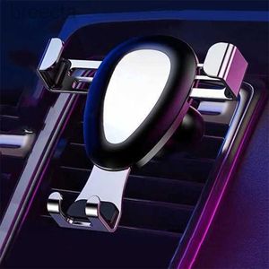 Suporte de montagem de telefone celular Suporte de carro de metal Universal Gravity Auto Phone Holder Car Air Vent Clip Mount Suporte de telefone móvel Suporte de celular Auto Interiores 240322