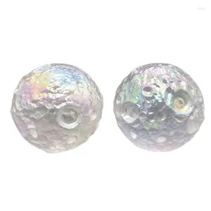 Dekorativa figurer Vackra elektropläterade Aura Crystal Moon Ball sfärer Färgglada regnbågen Clear Quartz Rough Healing Gift 1st