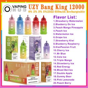 100% Original UZY Bang King 12000 Puff Disposable E cigarettes 23ml Pre filled Pods Cartridge 650mAh Rechargeable Battery Puffs 12K Vape Pen