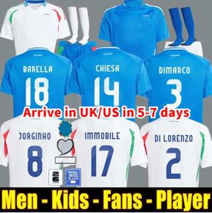 FC 2024 Włoszech koszul piłkarskich Wersja Maglie da Calcio Totti Verratti Chiesa Italia 23 24 25 koszulki piłkarskie Mężczyźni Ustawiaj mundur Kit Kit Kit