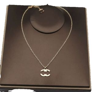 2Color Fashion Designer Gold Plated Pendant Halsband Copper Märke Double Letter Geometric Link Chain Men Women Par Lovers Halsbandsmycken