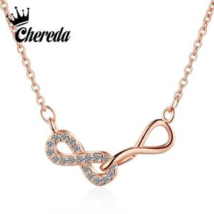 Pendanthalsband Chereda Brilliant Cubic Zircon Infinity Necklace Chain Choker Femme Rose Gold Collar Women Lover Fashion Jewelr224n