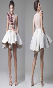 2020 Krikor Jabotian Vestidos de Cocktail Padrão Floral Babados 3D Apliques de Flores Feitos À Mão Mini Vestidos de Festa Noite Modest Stylis5866803