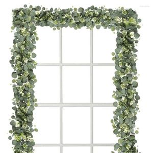 Decorative Flowers 5.9ft Long Faux Eucalyptus Garland Spring Artificial Vines Hanging Leaves Table Runner Indoor Outdoor Decor