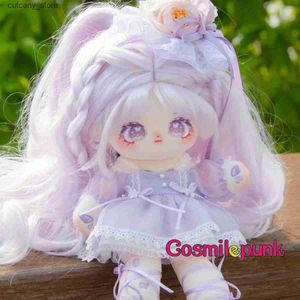 Animais de pelúcia de pelúcia original lolita purp peruca de seda macia menina pelúcia 20cm boneca corpo brinquedo jogo cosplay anime saco acessórios decoração bonito pdd l240322