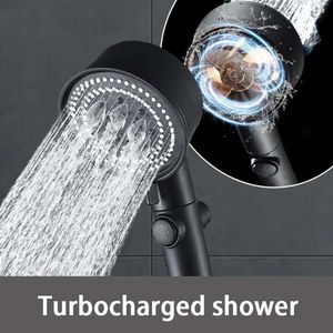 New New 5 Modes Adjustable Turbo Head Inside Cotton Filter One-Key Stop Bathroom Water Saving Shower Hose Set With Fan