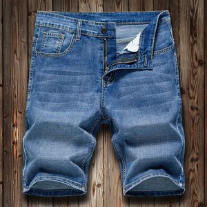 Летние мужские узкие джинсовые шорты, деловые повседневные модные свободные эластичные универсальные джинсы, мужские высококачественные брендовые брюки с пятью точками 240308