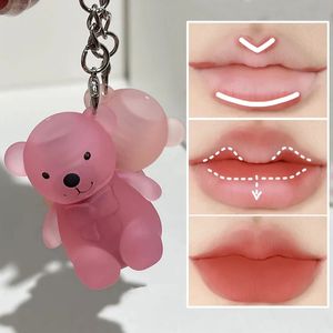 Keychain Lip Mud Matte Gloss Cute Bear Brown Red Tint Watertproof Long List -Stick Cup Liquid Lipstick Korean Cosmetic 240313