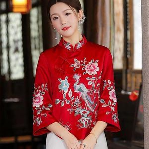 Abbigliamento etnico Tang Suit Cheongsam Abiti tradizionali cinesi vintage Costume da donna Top ricamato femminile