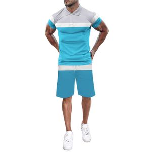 Summer Mens Two-piece Fashion Short-sleeved O-neck T-shirt + Shorts Suit Casual Jogging Fitness Sportswear Set