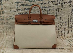 50 -cm designer worek man torebka dla mężczyzn Toppest w pełni ręcznie robiona jakość luksusowa torebka Barenia skóra+płótno woskowe torby ściegowe