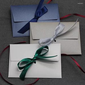 Present Wrap 5st Creative Ribbon Paper Envelope Solid Tjock Writing Cover Wedding Födelsedagsfest Holiday Packging Office Supplies