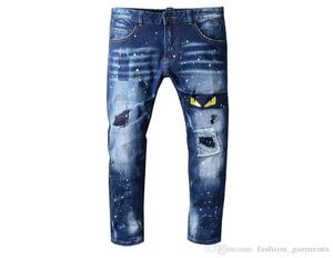 Moda erkek sıkıntılı yırtık bisikletçi kot pantolonlar ince fit motosiklet bisikletçisi denim moda pantolon pantolon hip hop erkek jean7311076