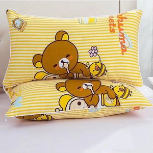 Cartoon Style Childrens Pillow Soft Comfortable Neck Protection Pillow Allseason Breathable Pure Cotton Student Pillowcase 240315