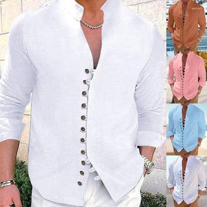 남성용 캐주얼 셔츠 조디트 스프링 가을면 린넨 셔츠 느슨한 단색 긴 소매 버튼 빈티지 큰 크기
