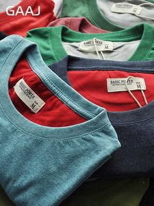 Мужские футболки Мужская футболка бренда GAAJ плотностью 200 г 7 унций, футболка из плотного хлопка, однотонная футболка на талии, базовая футболка, высококачественная классическая толстая футболка J240322